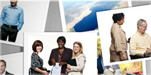 Collage of photos of diverse groups of people in the workplace
